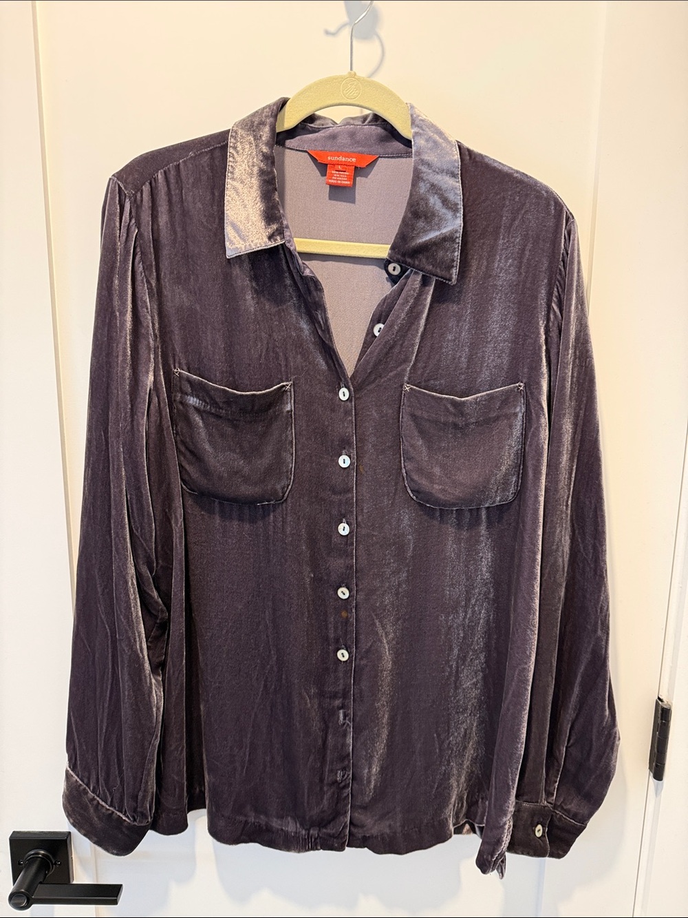 Sundance Velvet Button-Down Shirt in Plum
